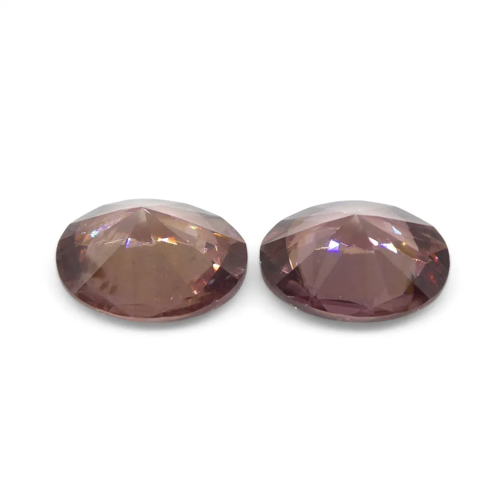 3.54ct Natural Earth Mined Pair Oval Master Brilliant Cut Pink Zircon from Sri Lanka