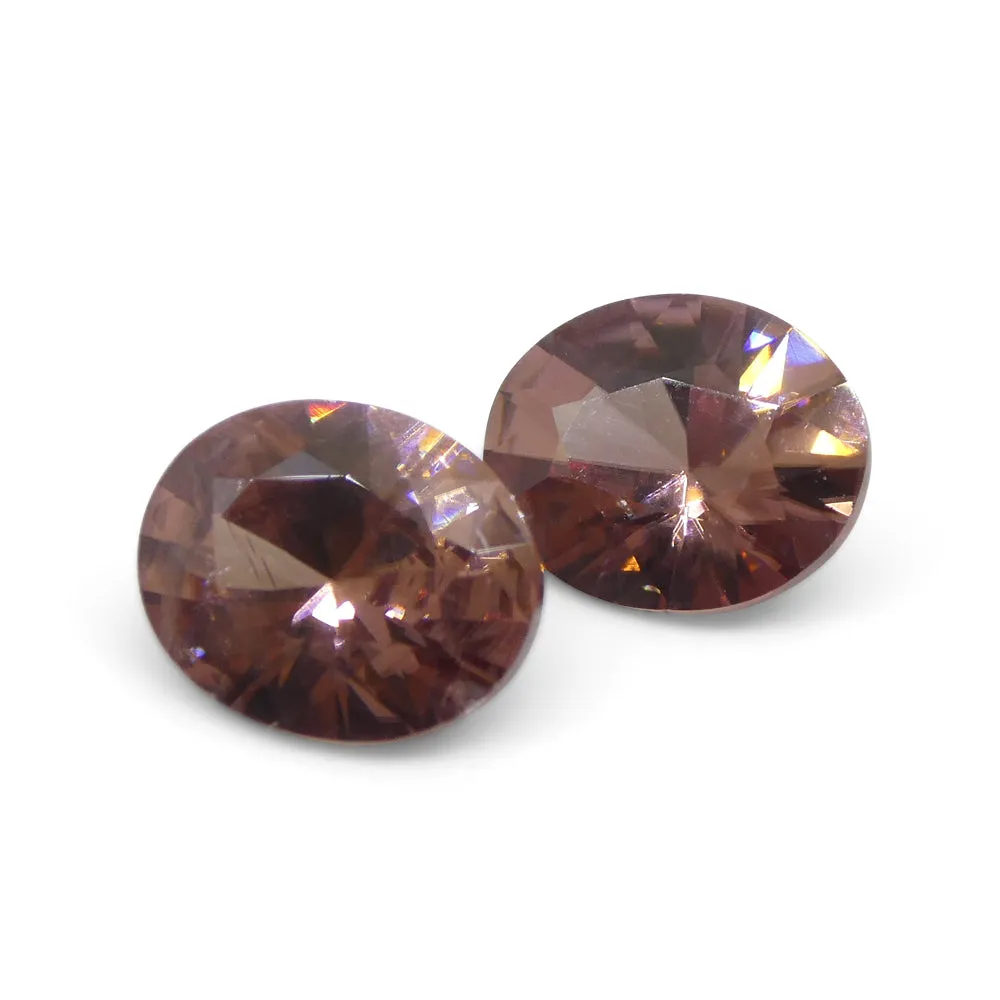 3.54ct Natural Earth Mined Pair Oval Master Brilliant Cut Pink Zircon from Sri Lanka