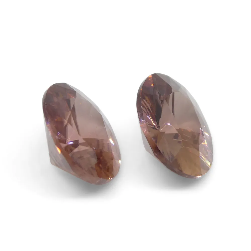 3.54ct Natural Earth Mined Pair Oval Master Brilliant Cut Pink Zircon from Sri Lanka