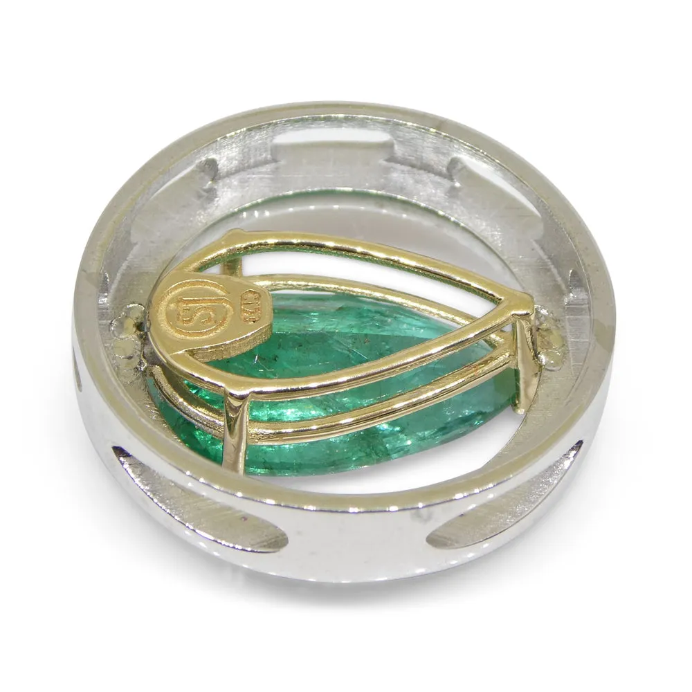 3.55ct Emerald, Pink Sapphire Pendant set in 14k White and Yellow Gold
