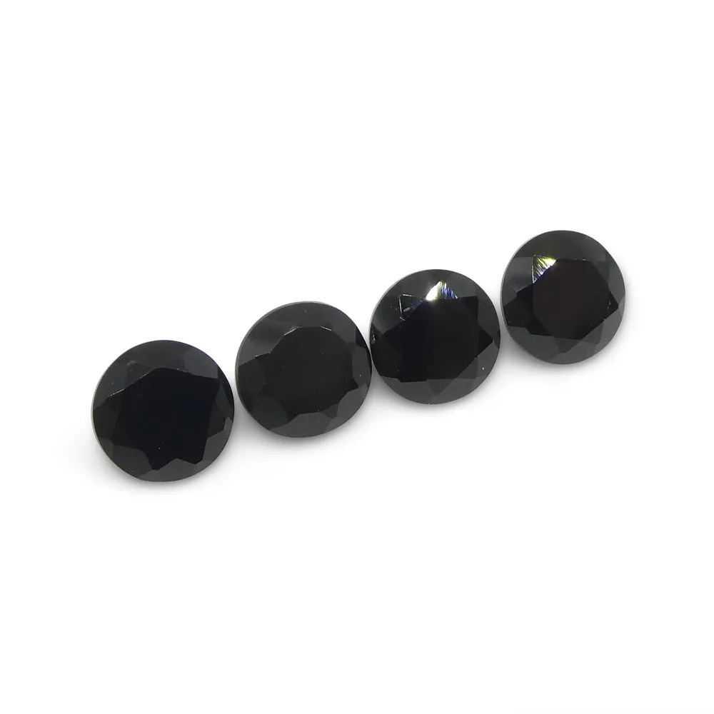 4.16ct 4 Stones Brilliant Cut Round Black Spinel from Sri Lanka