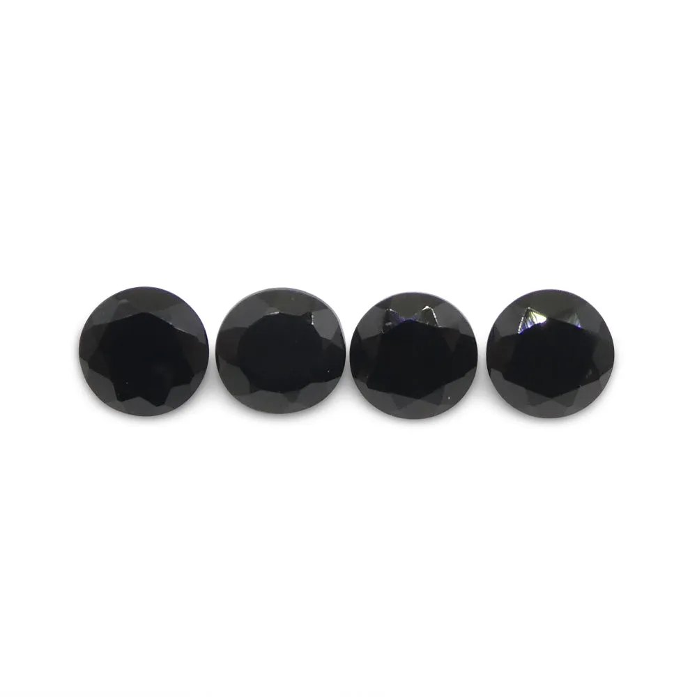 4.16ct 4 Stones Brilliant Cut Round Black Spinel from Sri Lanka