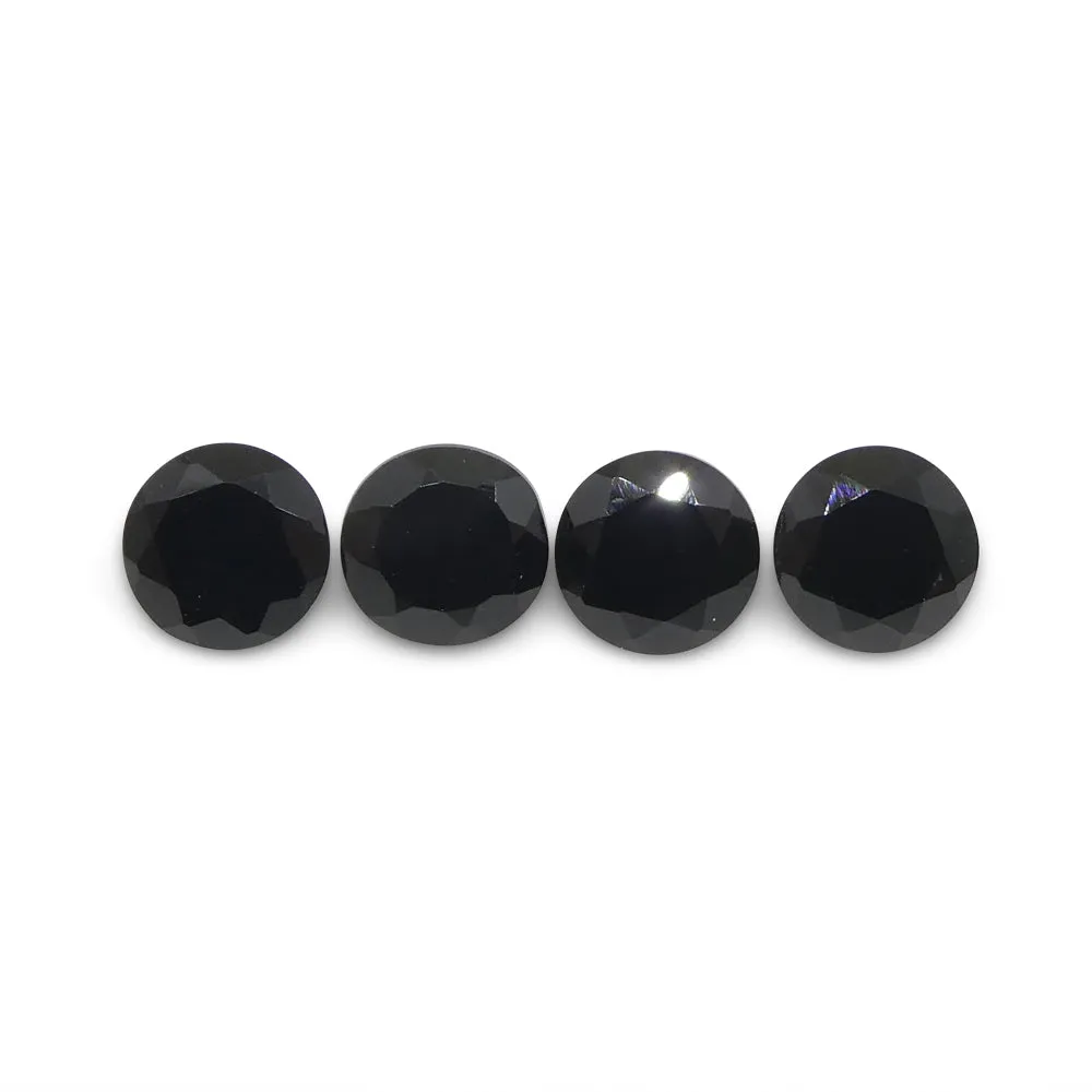 4.16ct 4 Stones Brilliant Cut Round Black Spinel from Sri Lanka