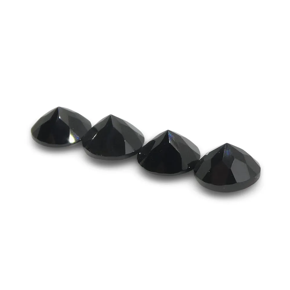 4.16ct 4 Stones Brilliant Cut Round Black Spinel from Sri Lanka