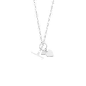 41cm Sterling Silver Heart Charm Toggle Belcher Necklace