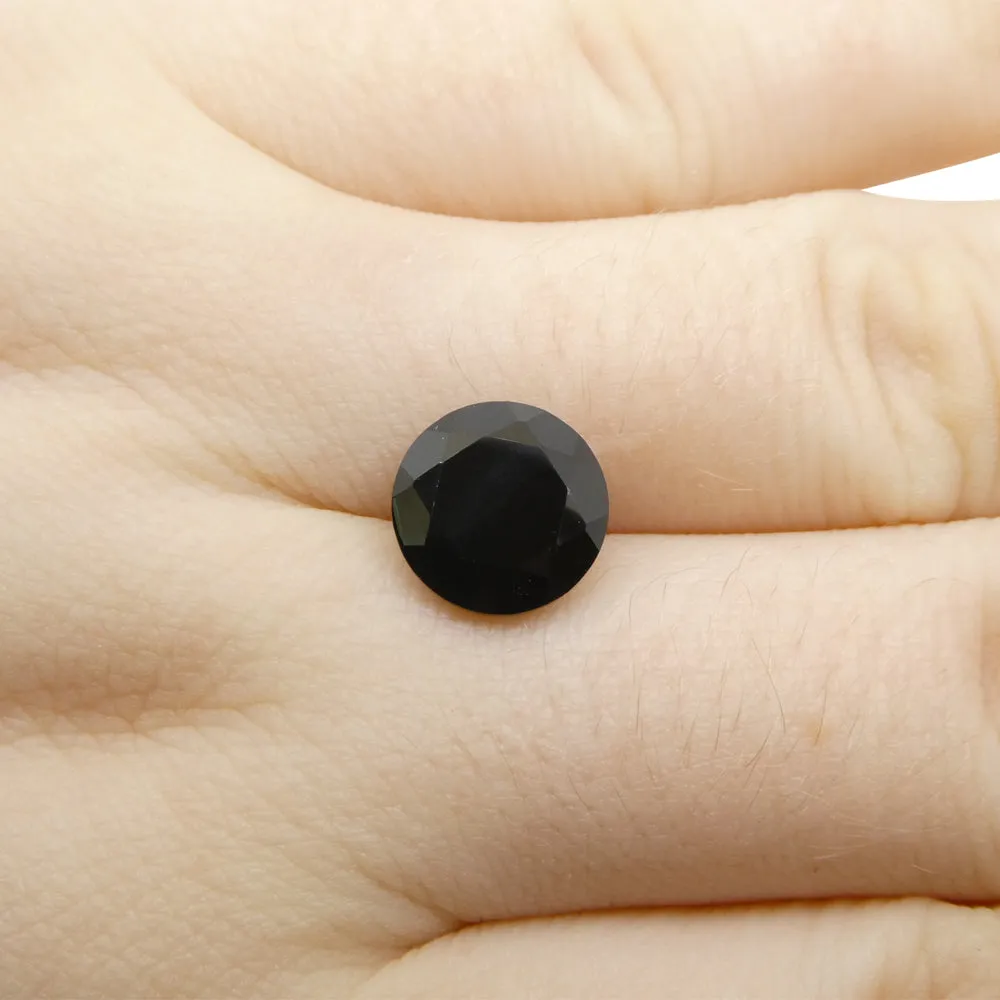 4.44ct - 10mm Brilliant Cut Round Black Spinel from Sri Lanka