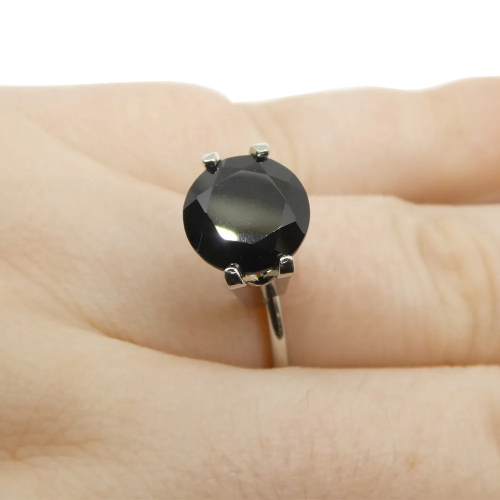 4.44ct - 10mm Brilliant Cut Round Black Spinel from Sri Lanka