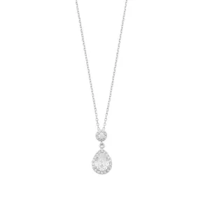 45cm Cubic Zirconia Pear Drop Necklace in Sterling Silver