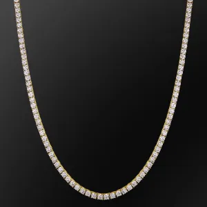 4mm 14K Gold CZ Diamond Mens Tennis Chain Necklace KRKC