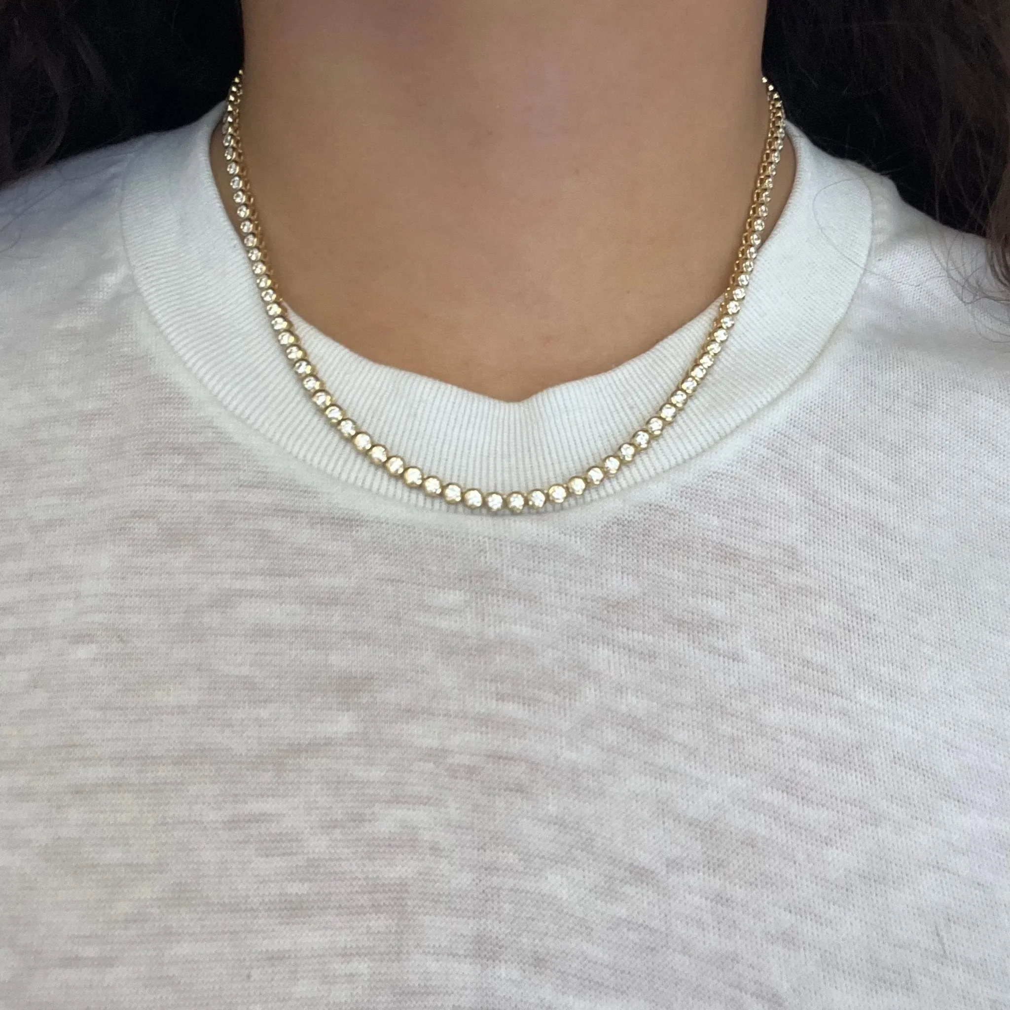5.17ctw Round Brilliant Cut Diamond Bezel Tennis Necklace