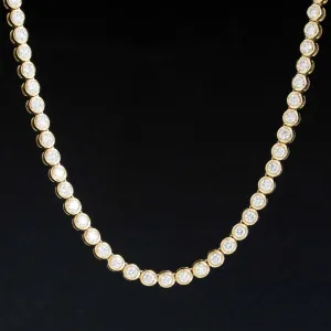 5.17ctw Round Brilliant Cut Diamond Bezel Tennis Necklace