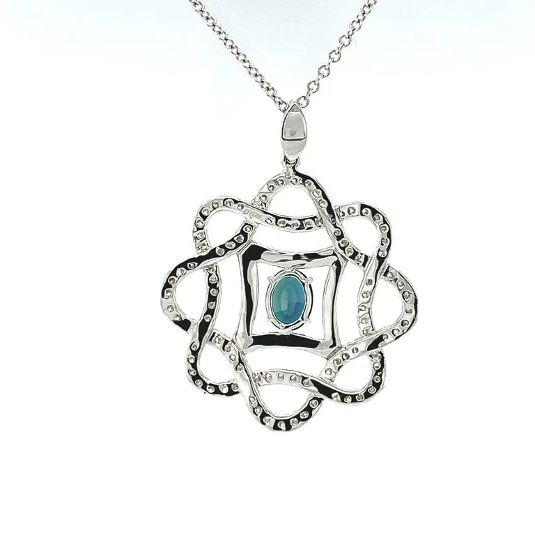 .53 ct. Alexandrite Oval, Diamond Set Open Frame 18k White Gold Pendant w/ Chain