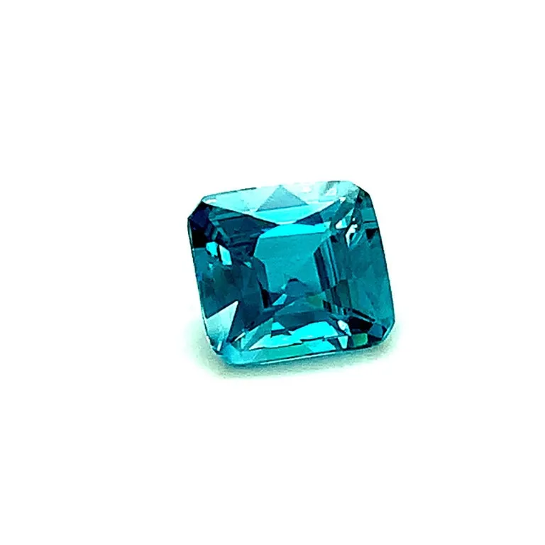 5.47 Carat Blue Zircon Square, Unset 3-Stone Ring, Pendant Enhancer Gemstone