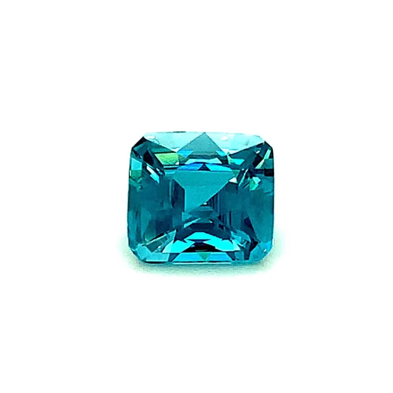 5.47 Carat Blue Zircon Square, Unset 3-Stone Ring, Pendant Enhancer Gemstone