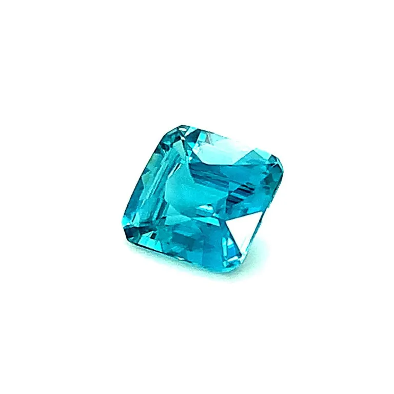 5.47 Carat Blue Zircon Square, Unset 3-Stone Ring, Pendant Enhancer Gemstone