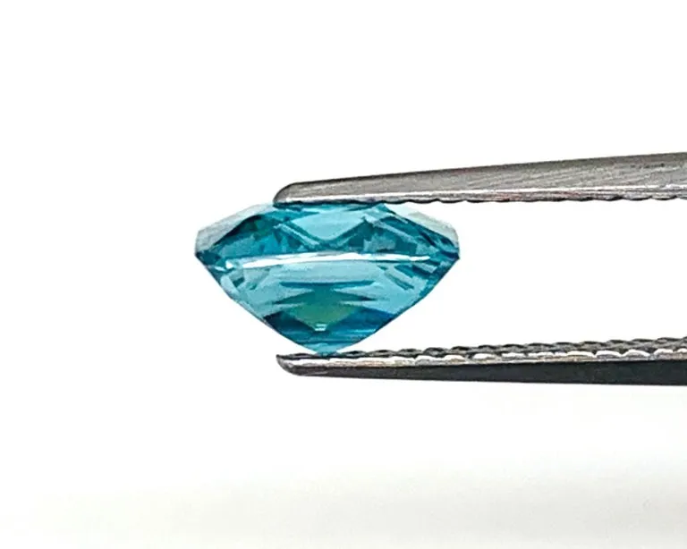 5.47 Carat Blue Zircon Square, Unset 3-Stone Ring, Pendant Enhancer Gemstone