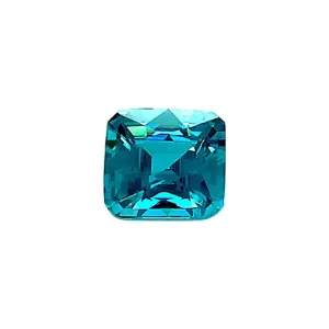5.47 Carat Blue Zircon Square, Unset 3-Stone Ring, Pendant Enhancer Gemstone