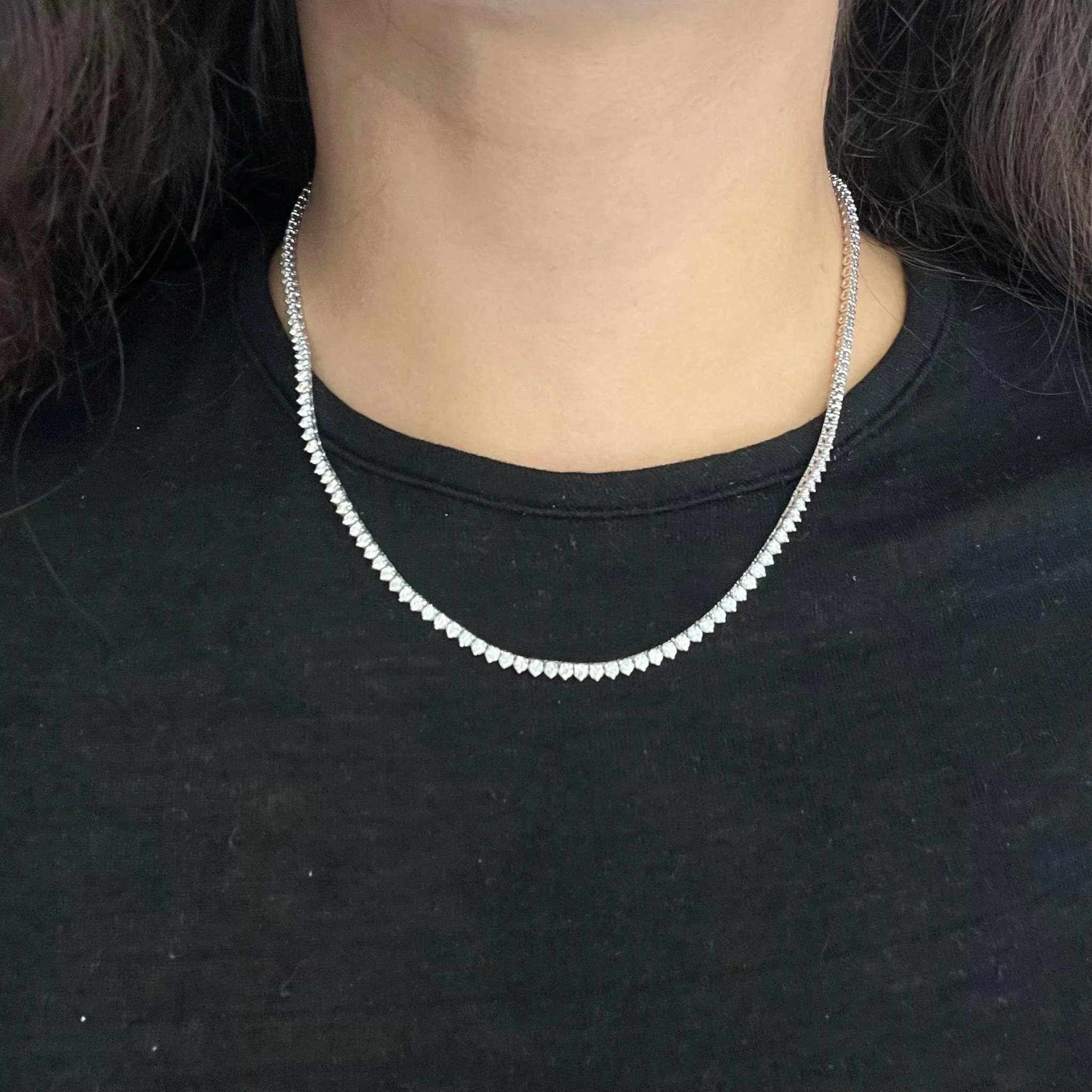6.58ctw Round Brilliant Cut Diamond 3-Prong Tennis Necklace
