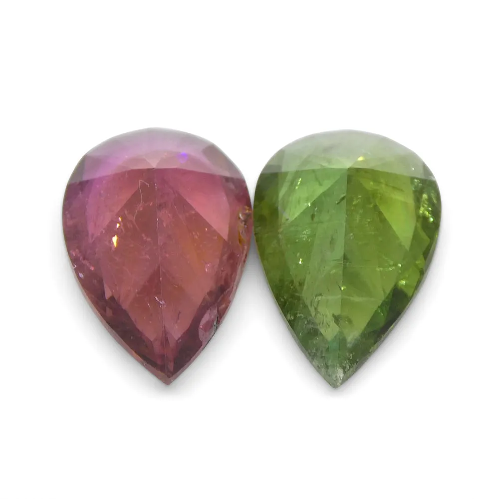 6.78ct Pair Pear Pink/Green Tourmaline