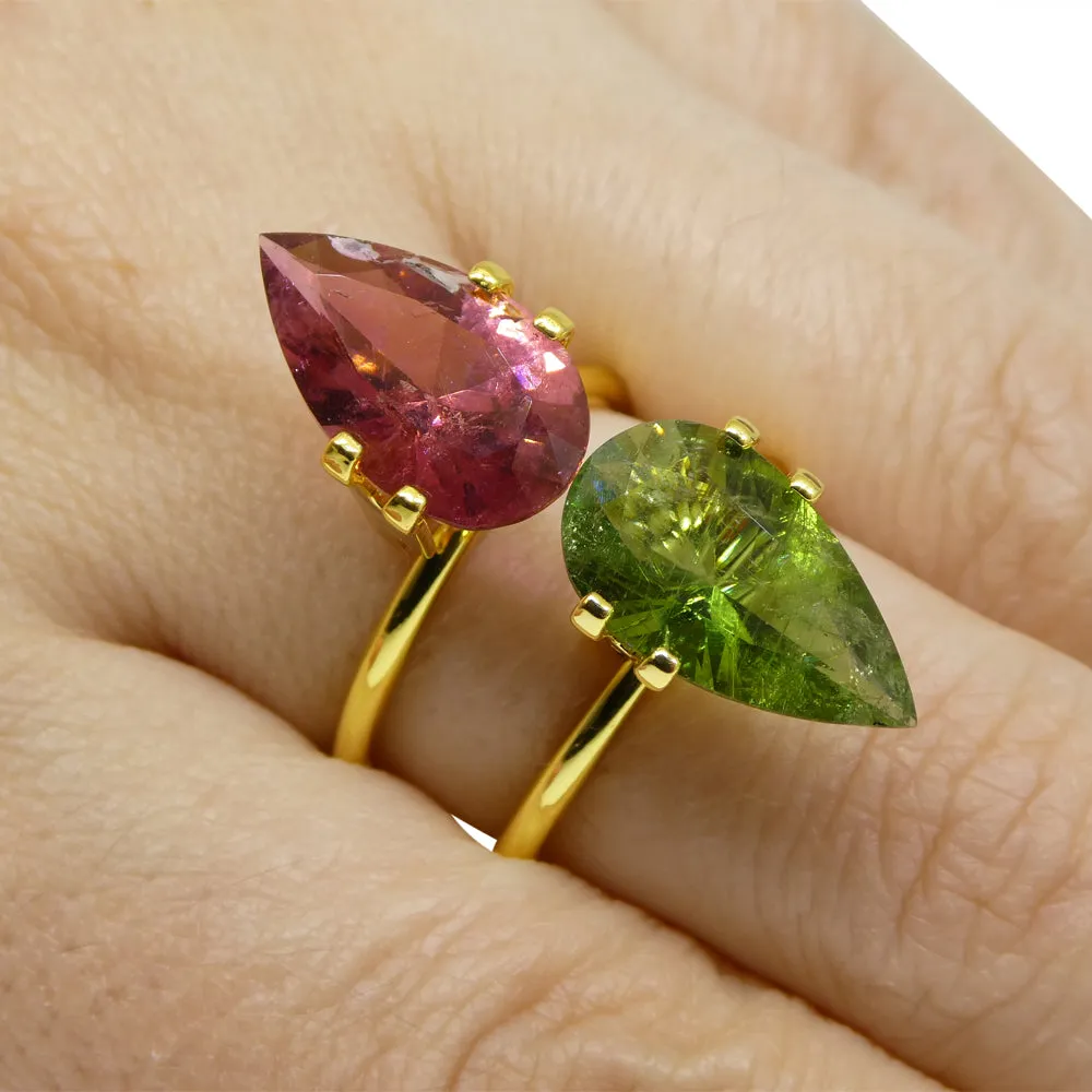 6.78ct Pair Pear Pink/Green Tourmaline