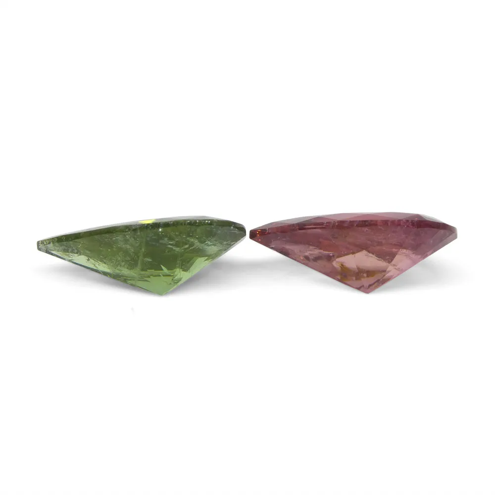 6.78ct Pair Pear Pink/Green Tourmaline