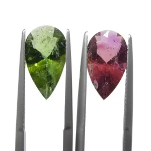 6.78ct Pair Pear Pink/Green Tourmaline