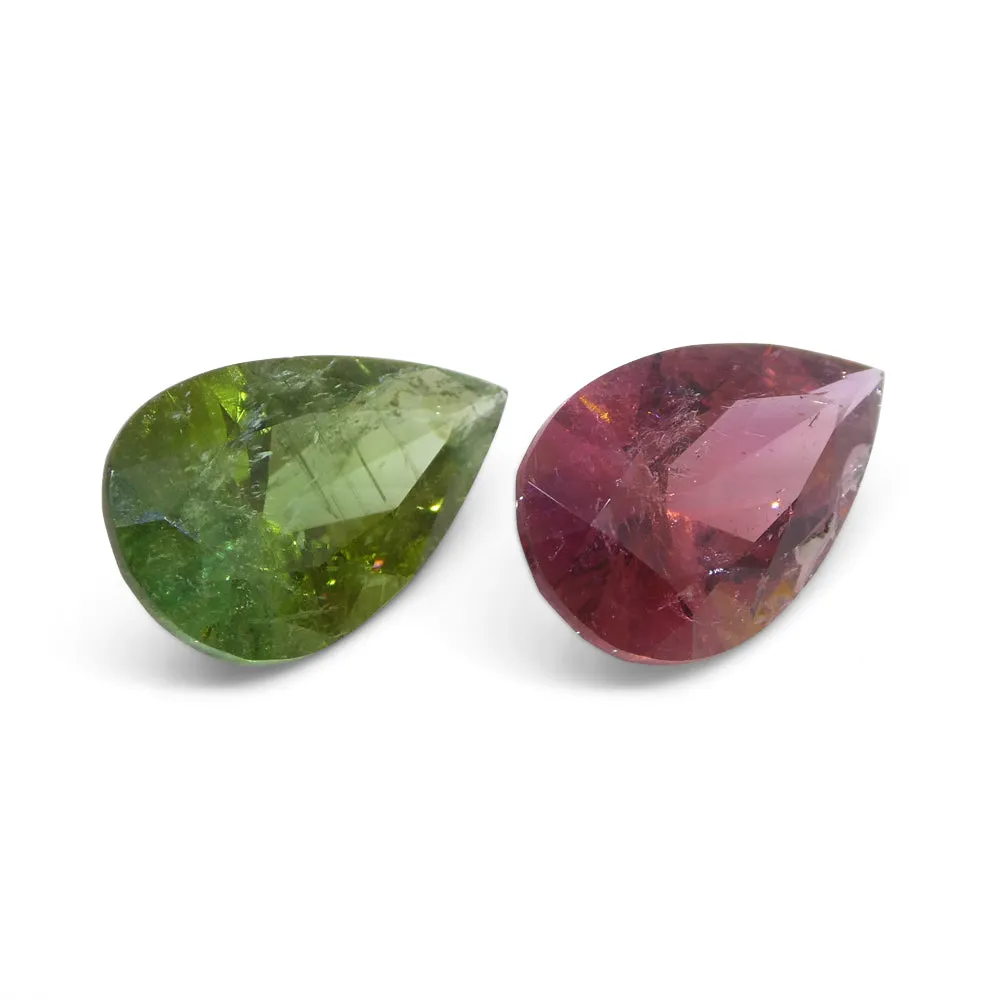 6.78ct Pair Pear Pink/Green Tourmaline