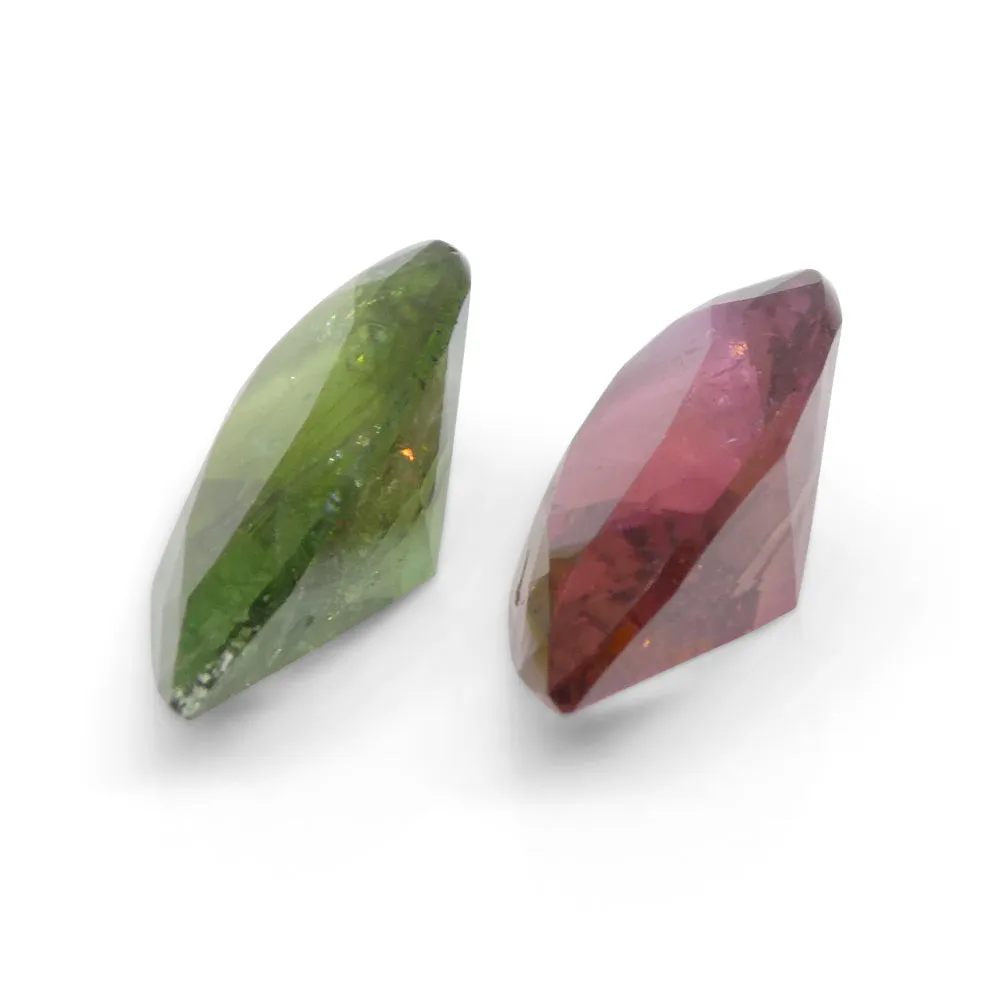 6.78ct Pair Pear Pink/Green Tourmaline