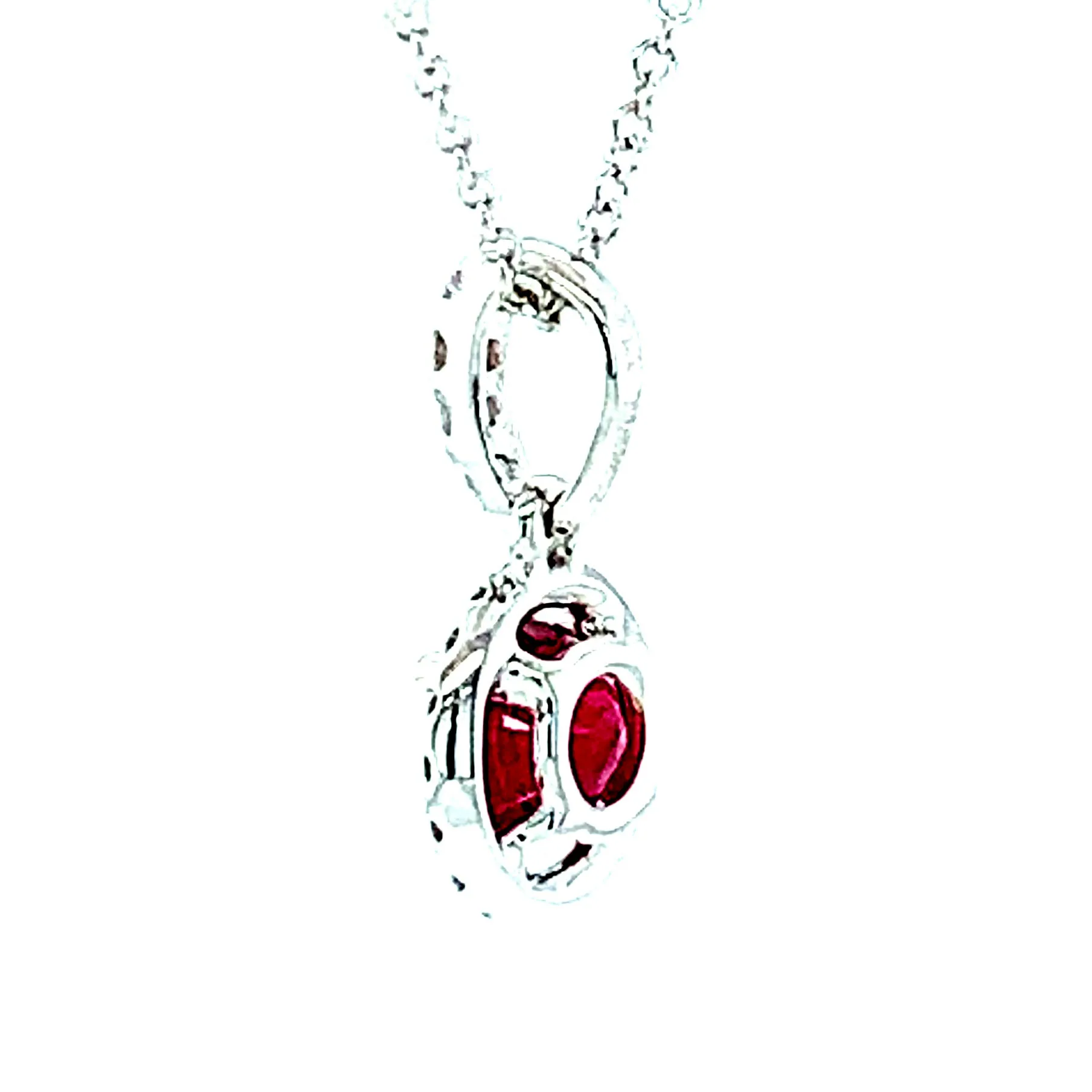 .68 Carat Ruby and Diamond Floating Halo White Gold Pendant Necklace