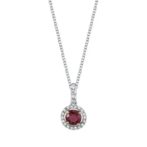 .68 Carat Ruby and Diamond Floating Halo White Gold Pendant Necklace