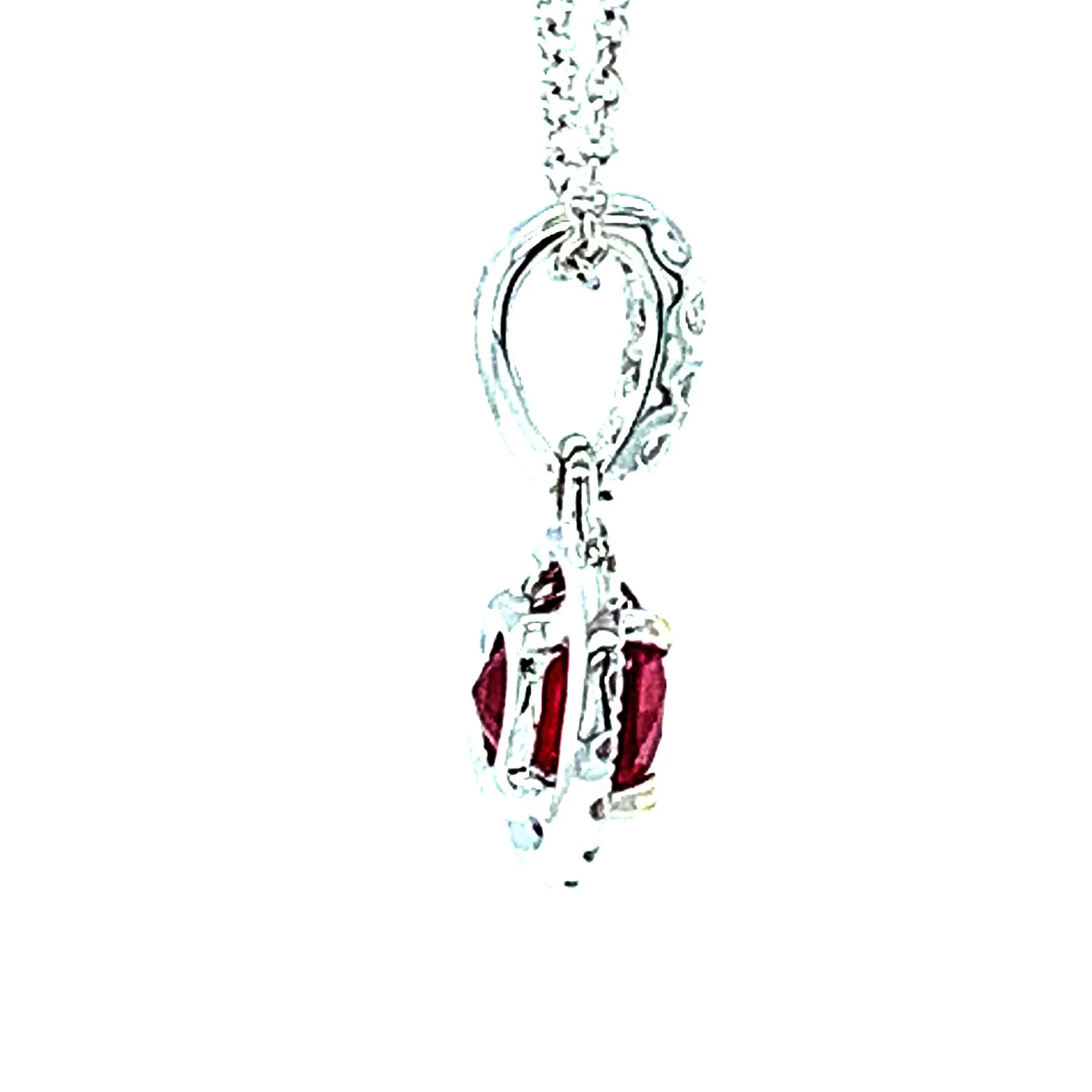 .68 Carat Ruby and Diamond Floating Halo White Gold Pendant Necklace