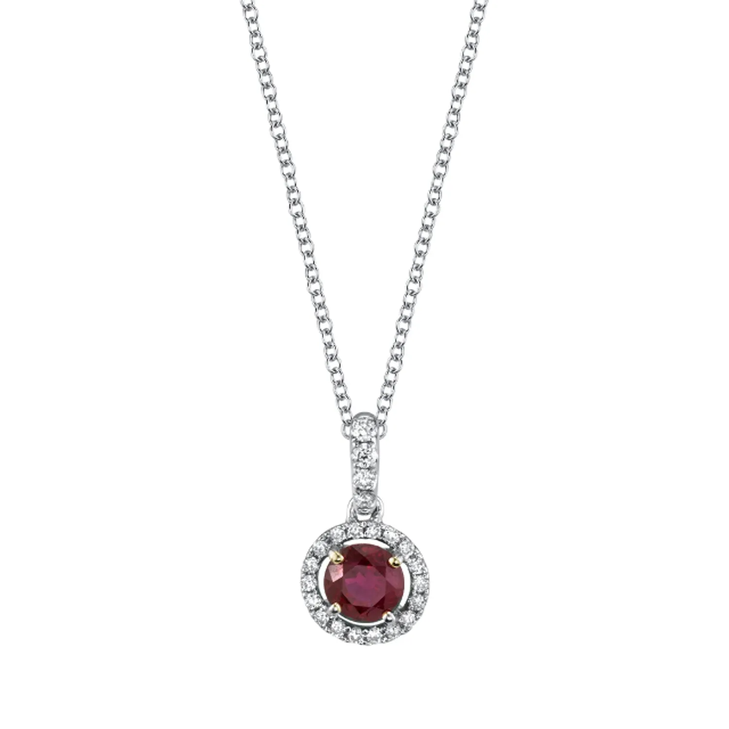 .68 Carat Ruby and Diamond Floating Halo White Gold Pendant Necklace