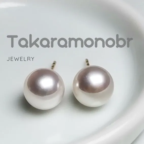 7.0-8.0 mm White Freshwater Pearl Stud Earrings