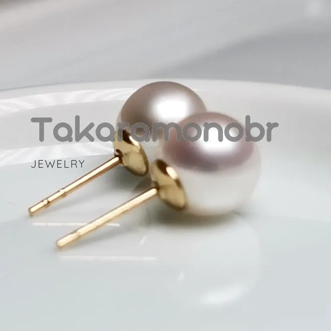 7.0-8.0 mm White Freshwater Pearl Stud Earrings