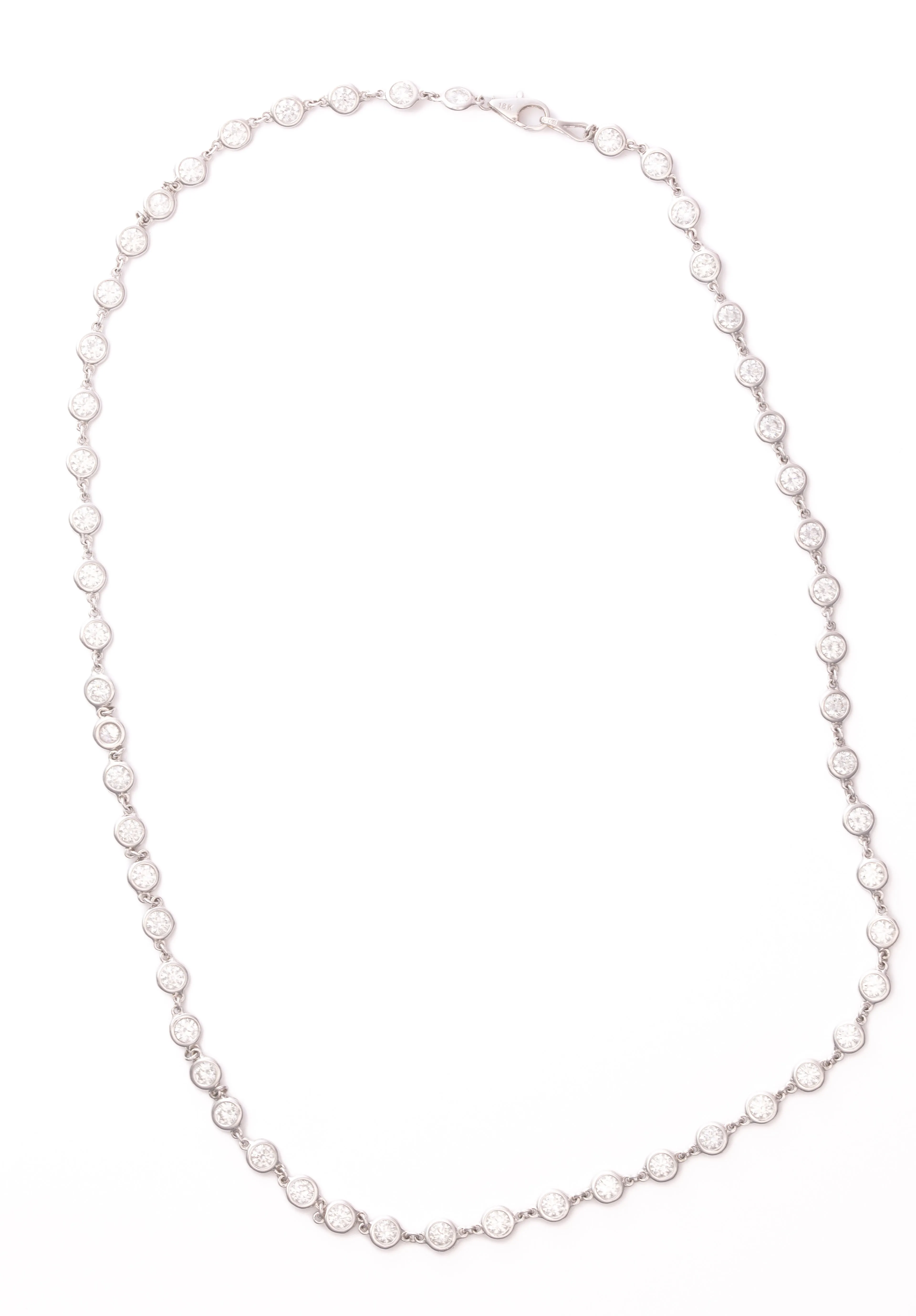 7.18ct 18k White Gold Diamond By The Yard Necklace