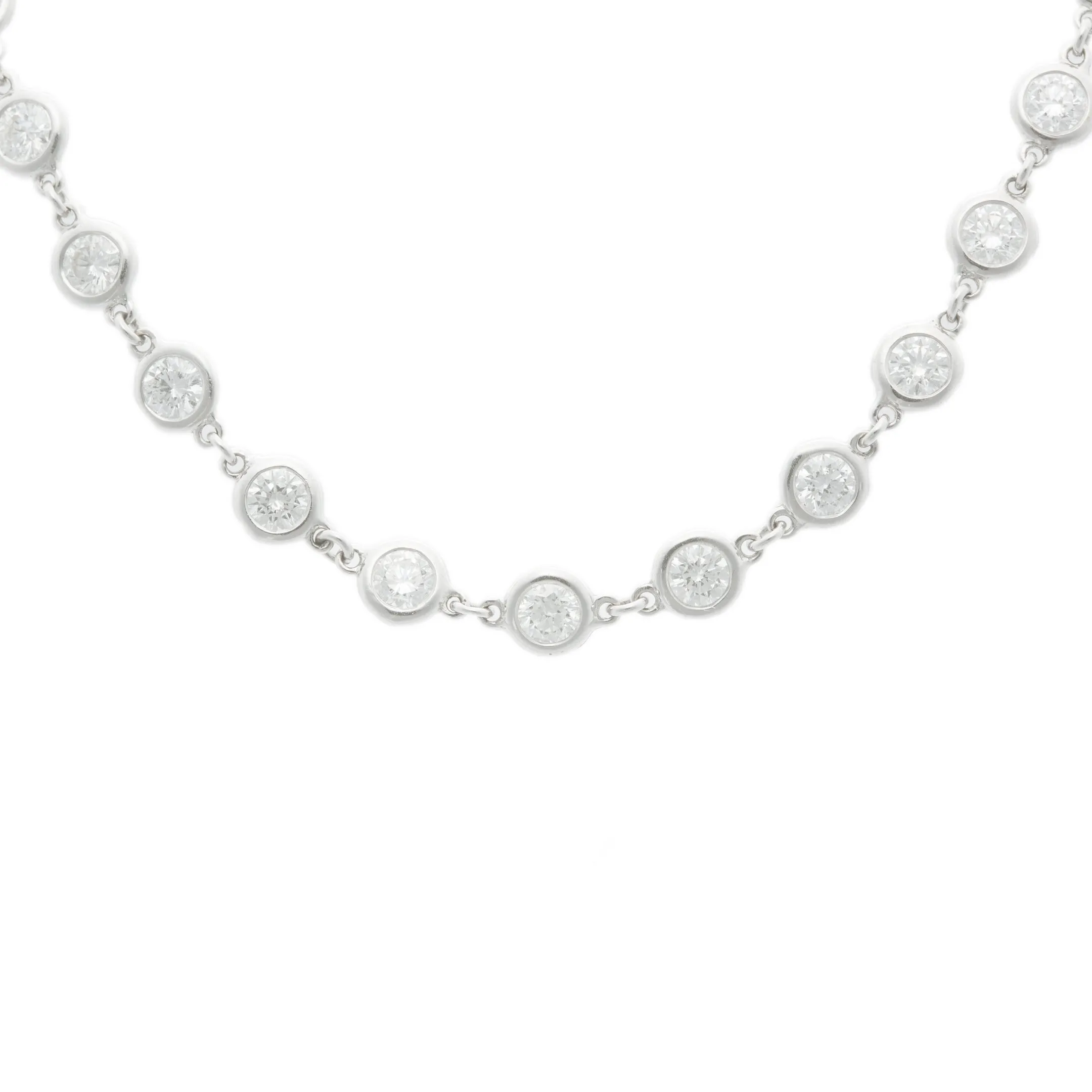 7.18ct 18k White Gold Diamond By The Yard Necklace