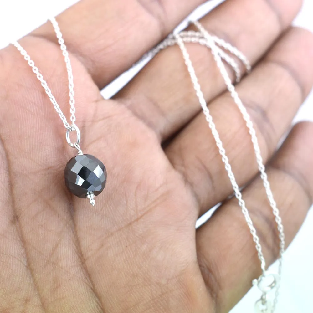 8mm AAA Certified Black Diamond Chain Necklace- Great Shine & Very Elegant!