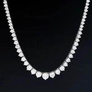 9.01ctw Round Brilliant Cut Diamond 3 Prong Tennis Necklace