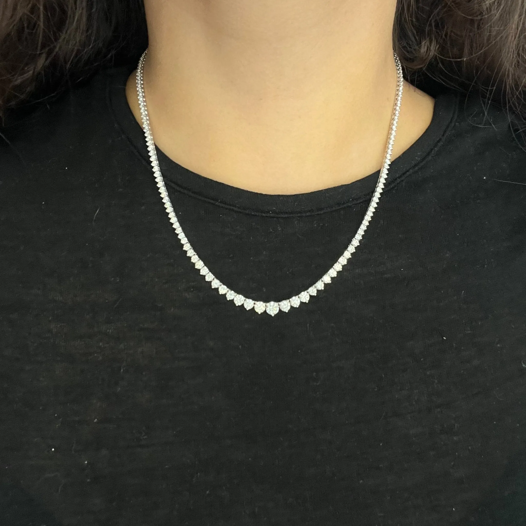 9.01ctw Round Brilliant Cut Diamond 3 Prong Tennis Necklace