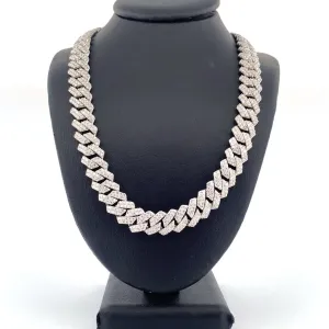 925 Silver Moissanite Sharpedge Cuban necklace