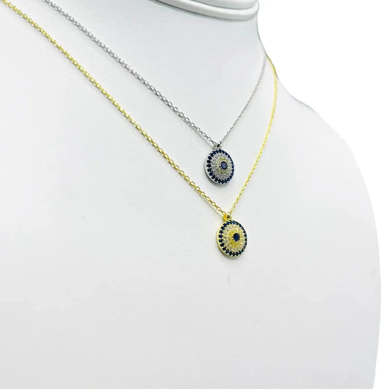 925 Sterling Silver -  Evil Eye Round Necklace