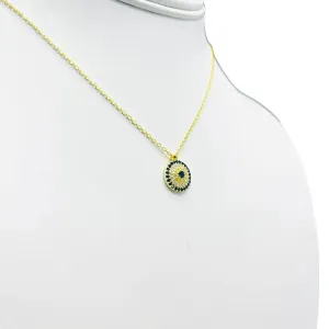 925 Sterling Silver -  Evil Eye Round Necklace