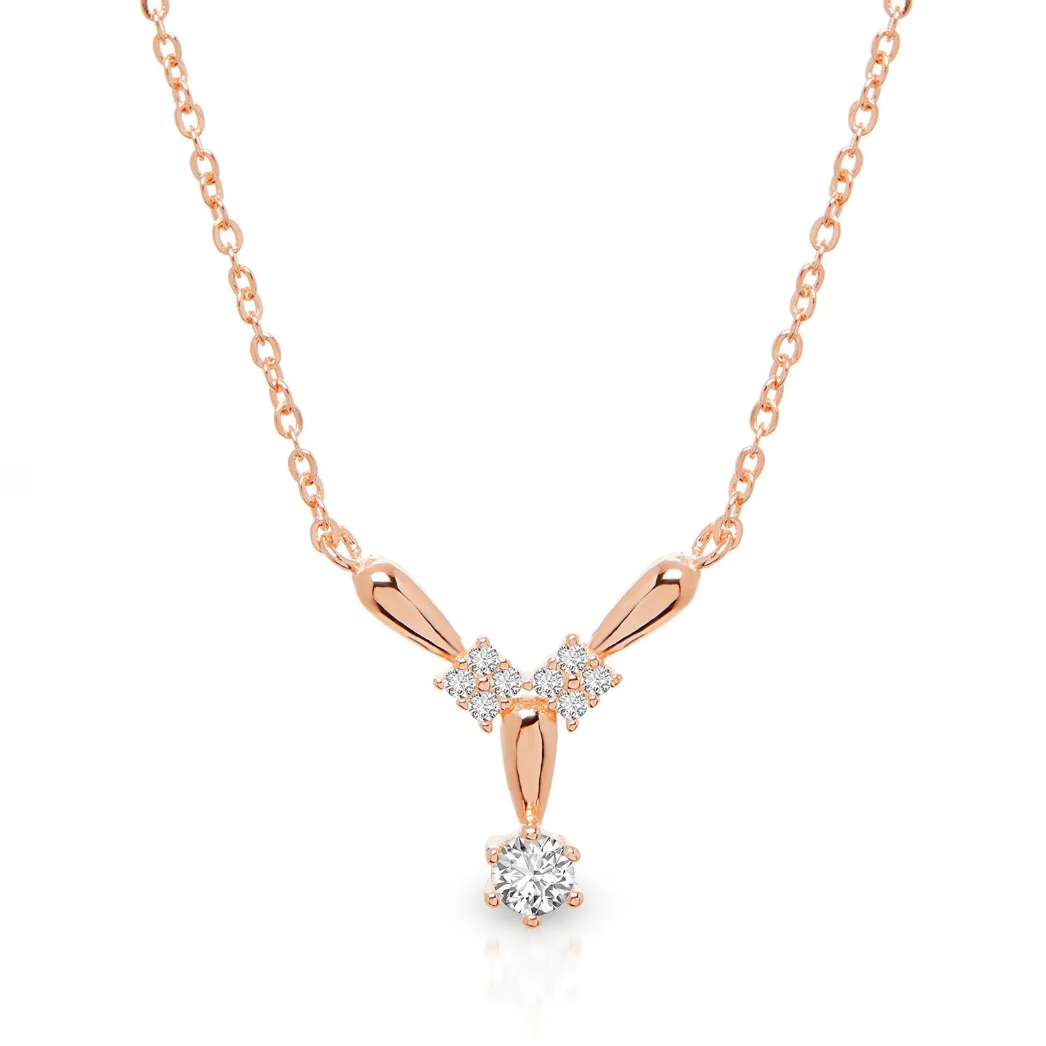 925 Sterling Silver Rose Gold Plated Minimalist Y Necklace