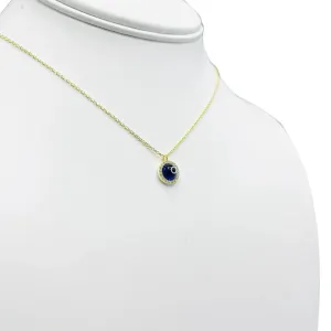 925 Sterling Silver - Round Evileye Stoned Necklace