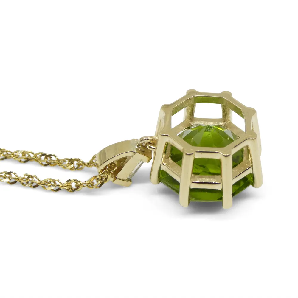 9.60ct Peridot, Diamond Pendant and Chain Necklace set in 14k Yellow Gold
