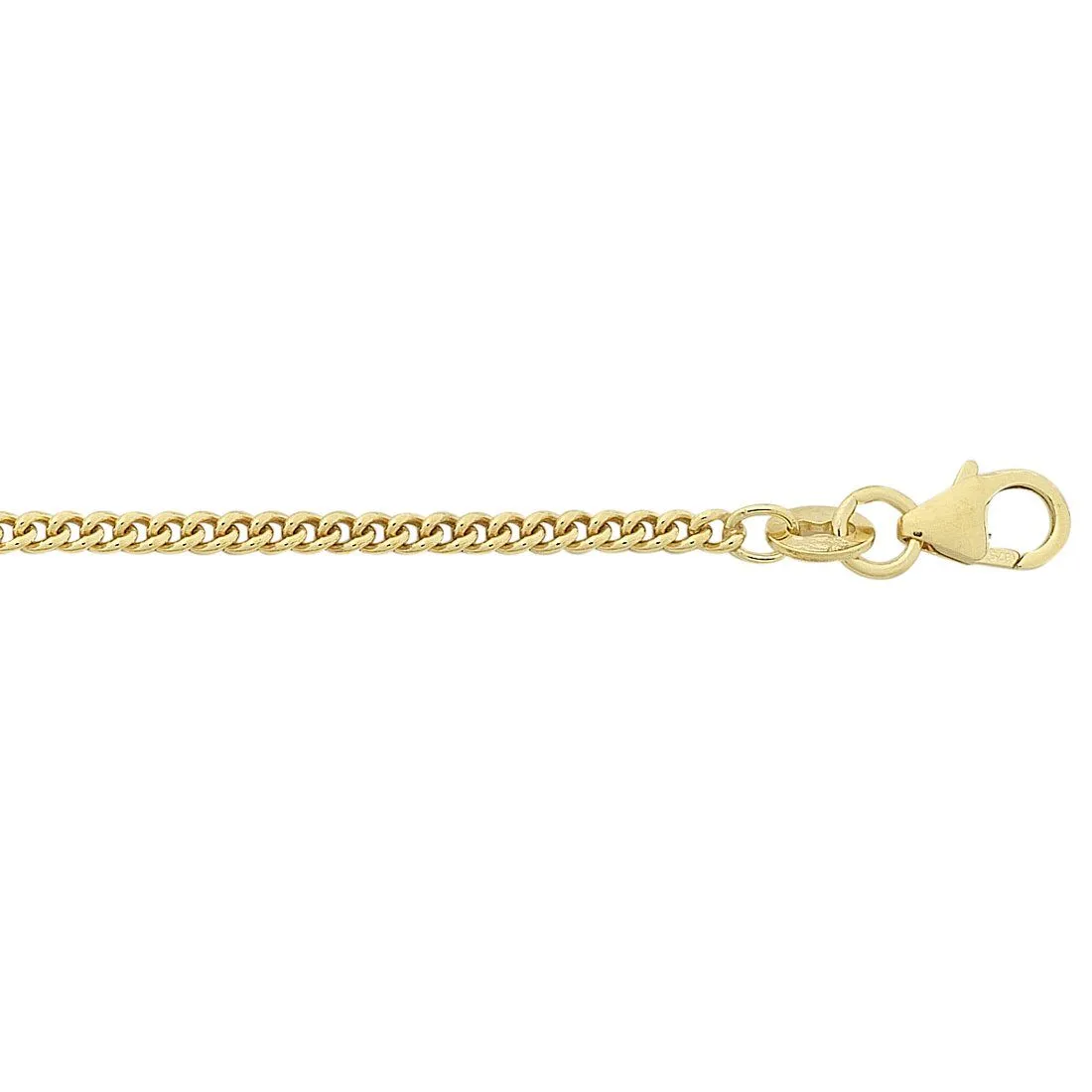 9ct Yellow Gold Silver Infused Curb Chain Necklace 75cm