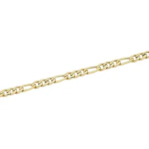 9ct Yellow Gold Silver Infused Figaro Chain Necklace 60cm