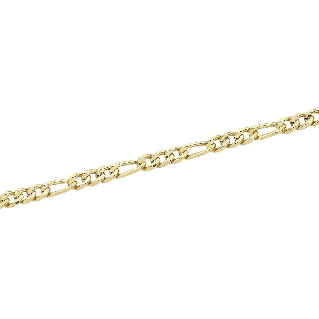 9ct Yellow Gold Silver Infused Figaro Chain Necklace 60cm
