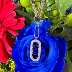 A. Jaffe Paper Clip Diamond Pendant with Matching Link Chain NL3368-18in/46