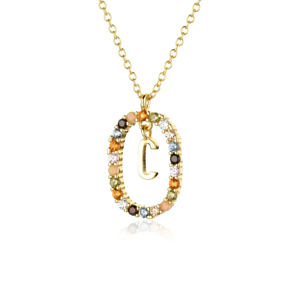 A - Z  Gold Initial with Long Chain Necklace